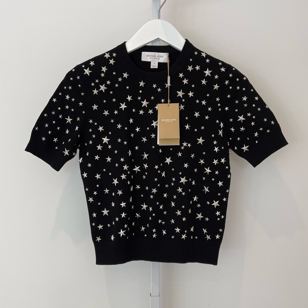 MICHAEL KORS COLLECTION STAR KNIT TOP SIZE SMALL NWTS!